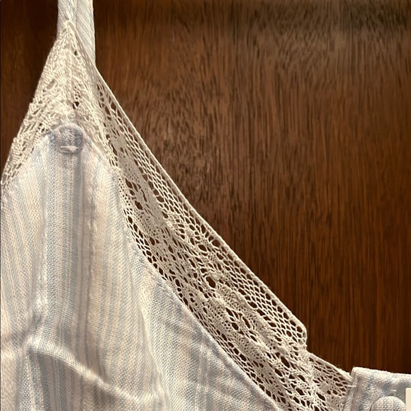 New White Lace Trim Striped Dress - Picture 10 of 16